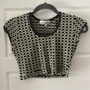 LE CHÂTEAU Green, white and black Crop Top US Size M